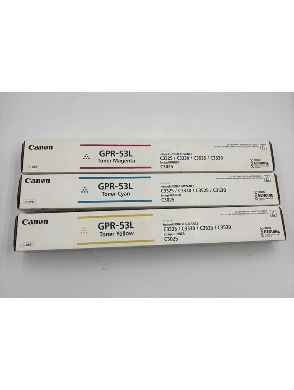 Lot of 3- Canon Genuine GPR-53L Yellow Magenta Cyan Toner-ImageRUNNER Advance!!!